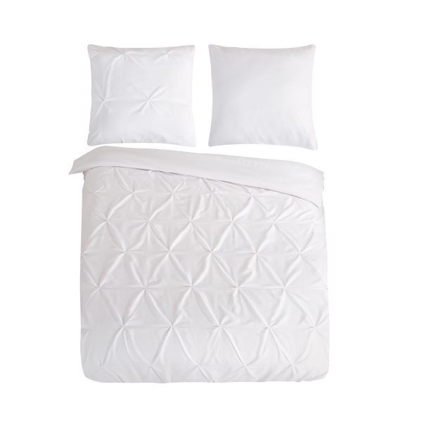 Pure Dekbedovertrek "luxe stiksel plooien" - Wit - (200x200/220 cm) - Microfiber