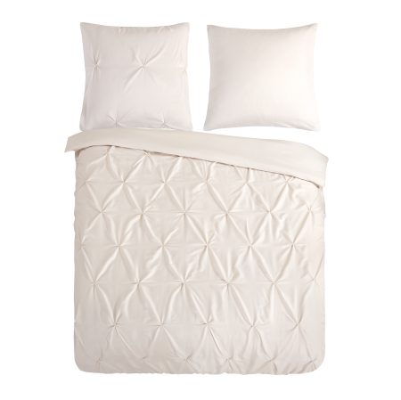 Pure Dekbedovertrek "luxe stiksel plooien" - Zand - (200x200/220 cm) - Microfiber