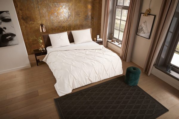Pure Dekbedovertrek "luxe stiksel plooien" - Zand - (200x200/220 cm) - Microfiber - Afbeelding 2