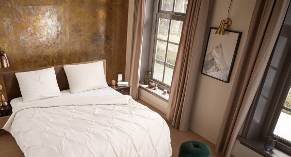 Pure Dekbedovertrek "luxe stiksel plooien" - Zand - (200x200/220 cm) - Microfiber - Afbeelding 3