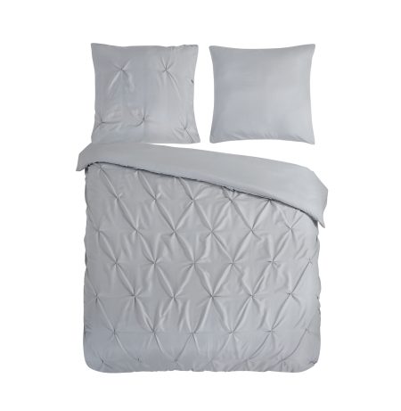 Pure Dekbedovertrek "luxe stiksel plooien" - Zilver - (200x200/220 cm) - Microfiber