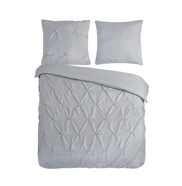 Pure Dekbedovertrek "luxe stiksel plooien" - Zilver - (200x200/220 cm) - Microfiber