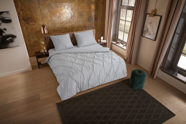 Pure Dekbedovertrek "luxe stiksel plooien" - Zilver - (200x200/220 cm) - Microfiber - Afbeelding 2