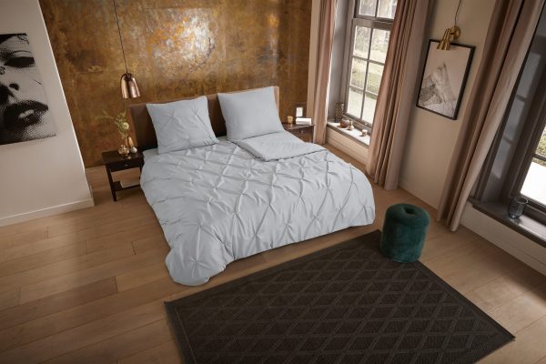 Pure Dekbedovertrek "luxe stiksel plooien" - Zilver - (135x200 cm) - Microfiber - Afbeelding 2