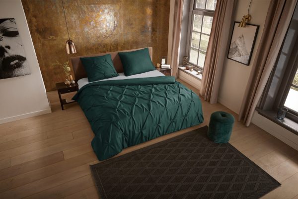 Pure Dekbedovertrek "luxe stiksel plooien" - Groen - (200x200/220 cm) - Microfiber - Afbeelding 2