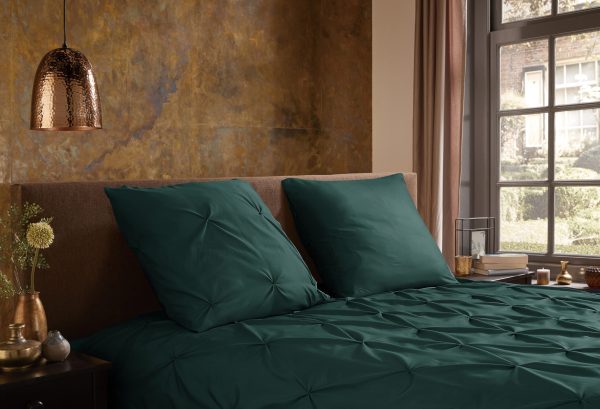 Pure Dekbedovertrek "luxe stiksel plooien" - Groen - (200x200/220 cm) - Microfiber - Afbeelding 3