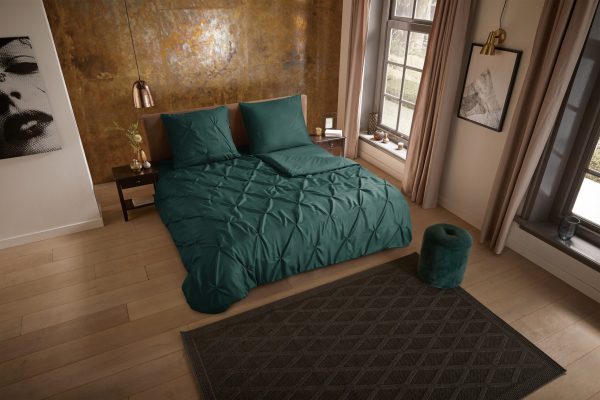 Pure Dekbedovertrek "luxe stiksel plooien" - Groen - (200x200 cm) - Microfiber - Afbeelding 2