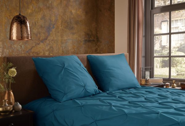 Pure Dekbedovertrek "luxe stiksel plooien" - Petrol - (200x200/220 cm) - Microfiber - Afbeelding 3