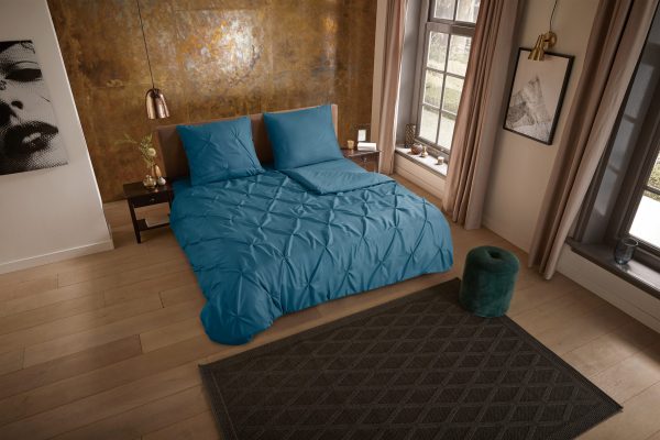 Pure Dekbedovertrek "luxe stiksel plooien" - Petrol - (135x200 cm) - Microfiber - Afbeelding 2