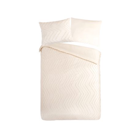 Pure Dekbedovertrek "luxe zizag biezen/ borduursels" - Wit - (140x200/220 cm) - Microfiber