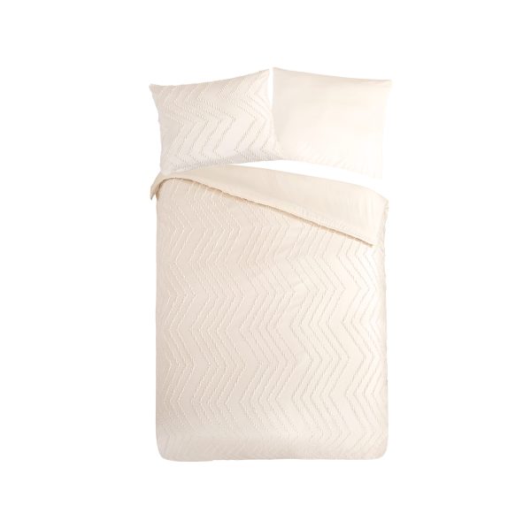 Pure Dekbedovertrek "luxe zizag biezen/ borduursels" - Wit - (140x200/220 cm) - Microfiber