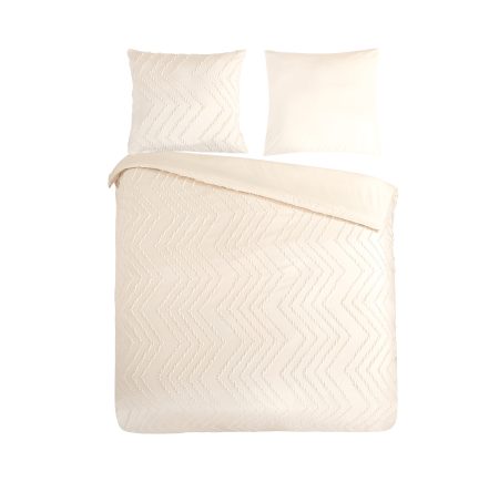 Pure Dekbedovertrek "luxe zizag biezen/ borduursels" - Wit - (200x200/220 cm) - Microfiber