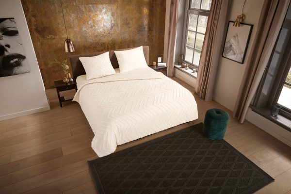Pure Dekbedovertrek "luxe zizag biezen/ borduursels" - Wit - (240x200/220 cm) - Microfiber - Afbeelding 2