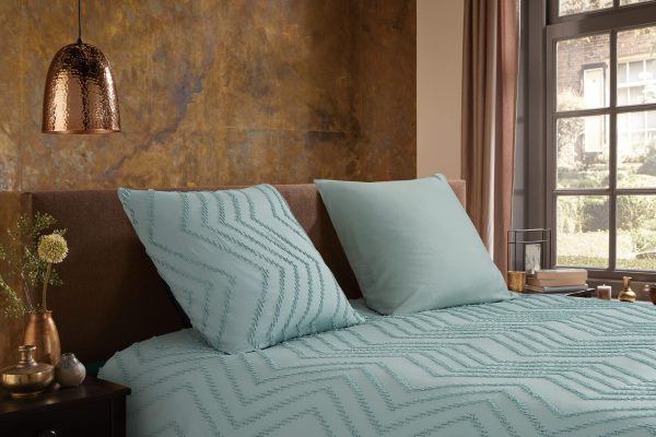 Pure Dekbedovertrek "luxe zizag biezen/ borduursels" - Groen - (200x200/220 cm) - Microfiber - Afbeelding 3