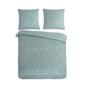 Pure Dekbedovertrek "luxe zizag biezen/ borduursels" - Groen - (240x200/220 cm) - Microfiber