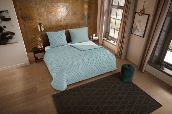 Pure Dekbedovertrek "luxe zizag biezen/ borduursels" - Groen - (155x220 cm) - Microfiber - Afbeelding 2