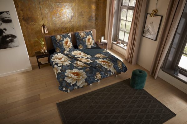 Pure Dekbedovertrek "bloemen" - Antraciet - (135x200 cm) - Microfiber - Afbeelding 2
