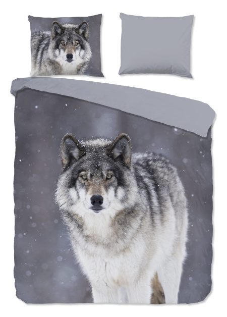 Good Morning Dekbedovertrek "wolf" - Grijs - (200x200/220 cm) - Katoen Flanel
