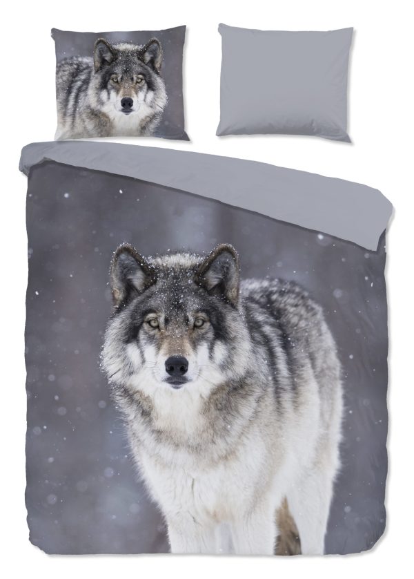 Good Morning Dekbedovertrek "wolf" - Grijs - (240x200/220 cm) - Katoen Flanel