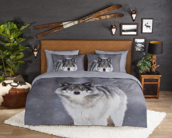 Good Morning Dekbedovertrek "wolf" - Grijs - (240x200/220 cm) - Katoen Flanel - Afbeelding 2