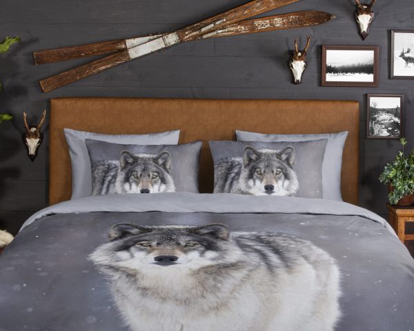 Good Morning Dekbedovertrek "wolf" - Grijs - (240x200/220 cm) - Katoen Flanel - Afbeelding 3