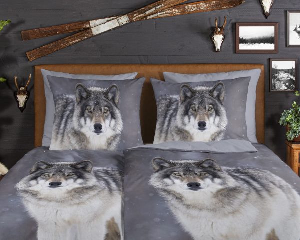 Good Morning Dekbedovertrek "wolf" - Grijs - (155x220 cm) - Katoen Flanel - Afbeelding 3
