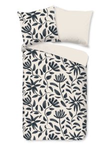 Good Morning Dekbedovertrek "getekende bloemen" - Wit - (135x200 cm) - Katoen