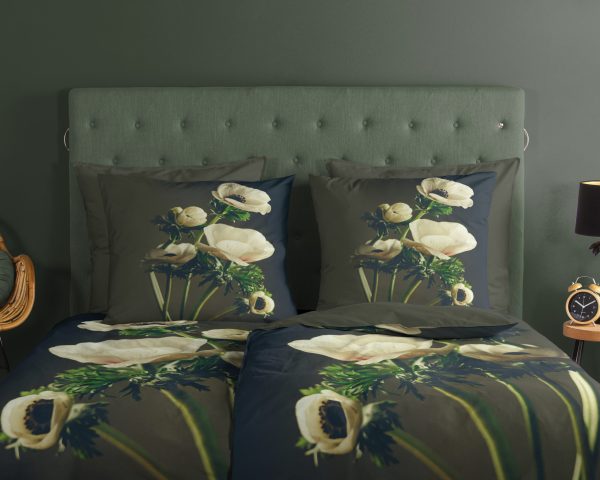 Good Morning Dekbedovertrek "witte bloemen" - Groen - (155x220 cm) - Katoen - Afbeelding 3