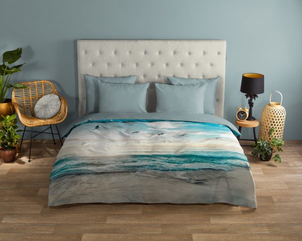 Good Morning Dekbedovertrek "strand/ zee" - Aqua - (140x200 cm) - Katoen - Afbeelding 2