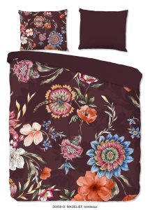 Good Morning Dekbedovertrek "bloemen" - Bordeaux - (200x200/220 cm) - Katoen