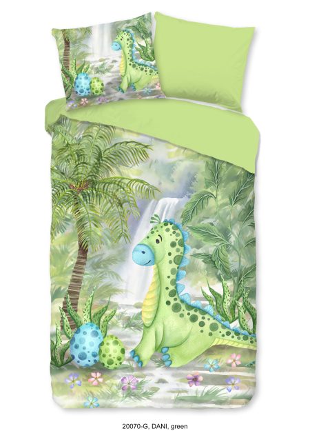 Good Morning Kinderdekbedovertrek "dinosaurus" - Groen - (140x200/220 cm) - Katoen