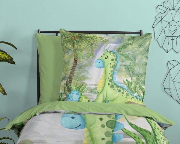 Good Morning Kinderdekbedovertrek "dinosaurus" - Groen - (135x200 cm) - Katoen - Afbeelding 3