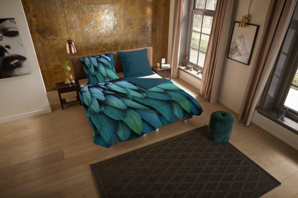Pure Dekbedovertrek "veren" - Petrol - (135x200 cm) - Microfiber - Afbeelding 2