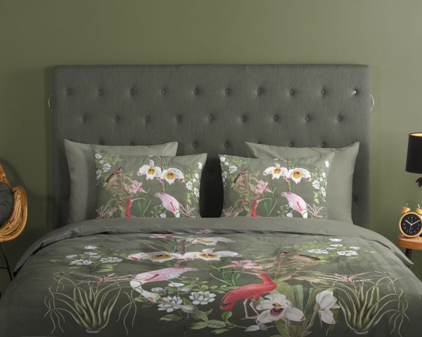 Good Morning Dekbedovertrek "bloemen en vogels" - Groen - (200x200/220 cm) - Katoen - Afbeelding 3
