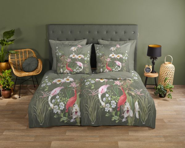Good Morning Dekbedovertrek "bloemen en vogels" - Groen - (135x200 cm) - Katoen - Afbeelding 2