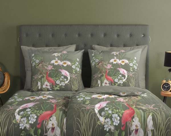 Good Morning Dekbedovertrek "bloemen en vogels" - Groen - (155x220 cm) - Katoen - Afbeelding 3