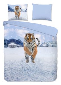 Good Morning Dekbedovertrek "tijger in de sneeuw" - Multi - (200x200/220 cm) - Katoen Flanel