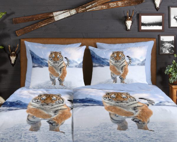Good Morning Dekbedovertrek "tijger in de sneeuw" - Multi - (135x200 cm) - Katoen Flanel - Afbeelding 3