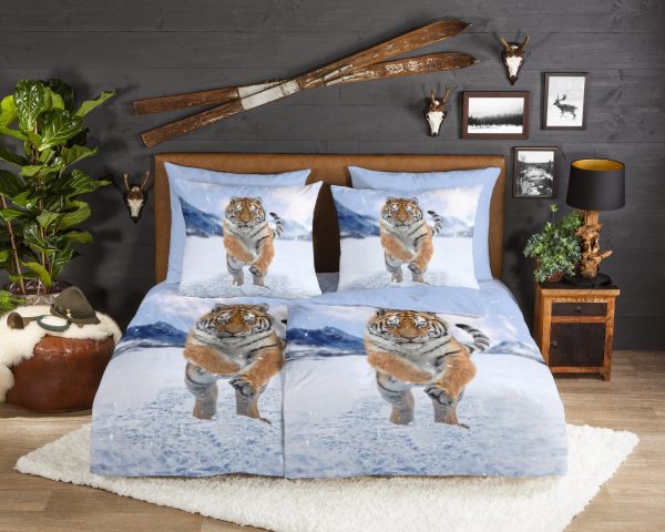 Good Morning Dekbedovertrek "tijger in de sneeuw" - Multi - (155x220 cm) - Katoen Flanel - Afbeelding 2