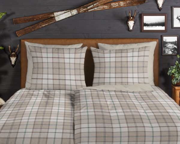 Good Morning Dekbedovertrek "geruite print" - Zand - (155x220 cm) - Katoen Flanel - Afbeelding 3