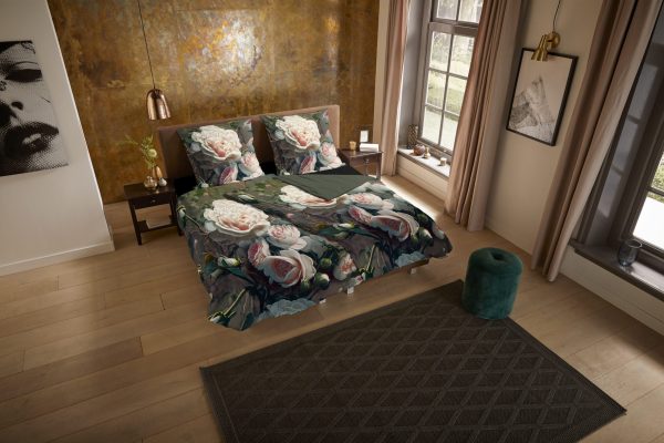 Pure Dekbedovertrek "bloemen" - Groen - (135x200 cm) - Microfiber - Afbeelding 2