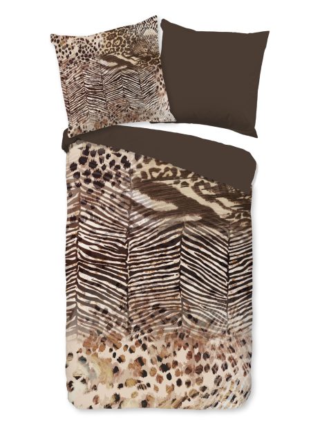 Pure Dekbedovertrek "dierenprint" - Bruin - (135x200 cm) - Microfiber