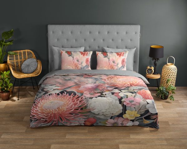 Good Morning Dekbedovertrek "bloemen" - Roze - (200x200/220 cm) - Katoen - Afbeelding 2