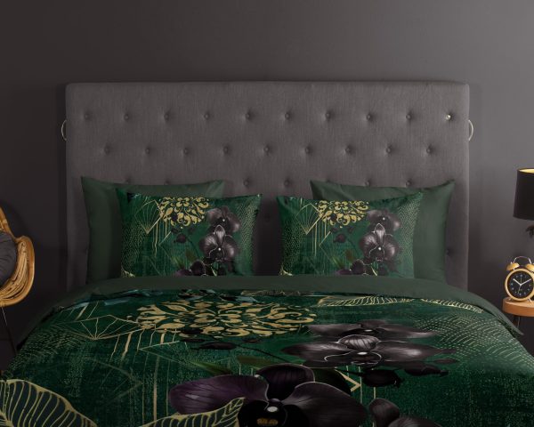 Good Morning Dekbedovertrek "orchideeen en gouden elementen" - Groen - (140x200/220 cm) - Katoen - Afbeelding 3