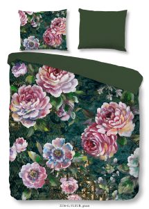 Good Morning Dekbedovertrek "bloemen" - Groen - (140x200/220 cm) - Katoen