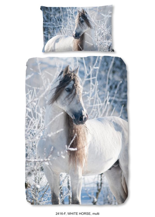 Good Morning Kinderdekbedovertrek "paard in de sneeuw" - Multi - (140x200 cm) - Katoen Flanel
