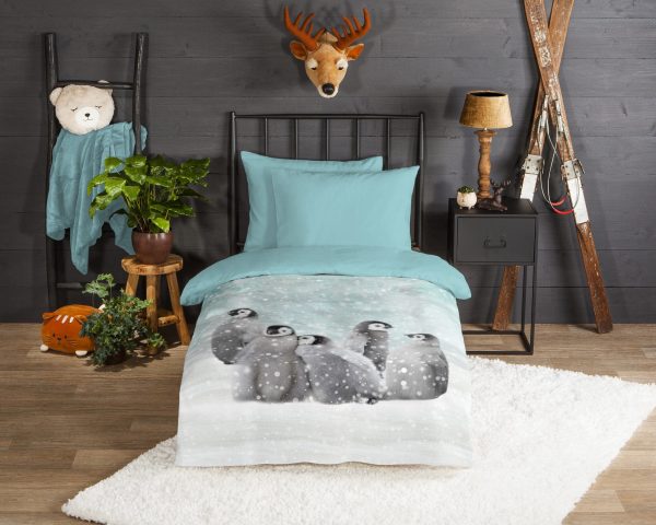 Good Morning Dekbedovertrek "pinguins" - Blauw - (140x200 cm) - Katoen Flanel - Afbeelding 2