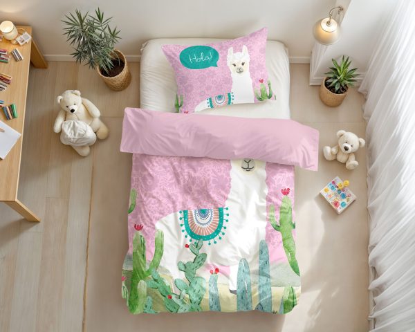 Little Monster Hola lama Roze 140 x 200/220 cm - Afbeelding 2