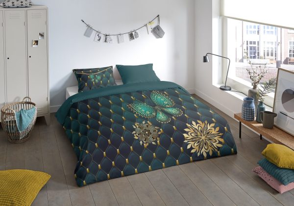 Pure Dekbedovertrek "vlinder" - Petrol - (135x200 cm) - Microfiber - Afbeelding 2