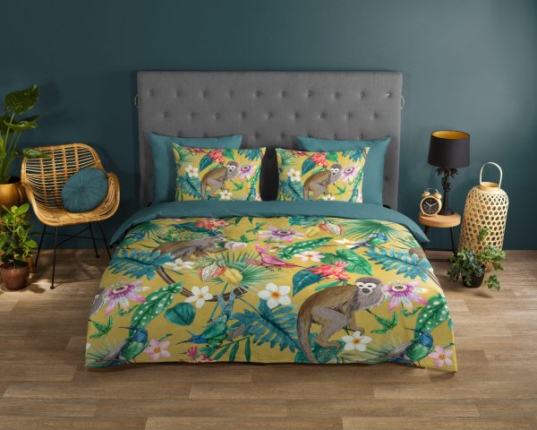 Good Morning Dekbedovertrek "jungle print" - Oker - (240x200/220 cm) - Katoen - Afbeelding 2